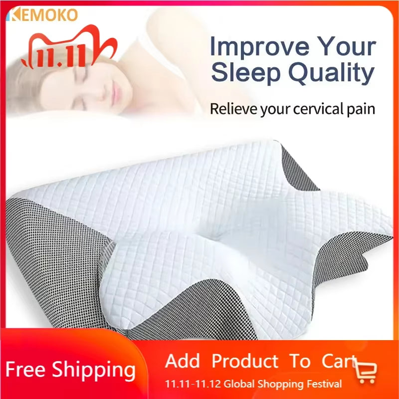 Butterfly Shaped Memory Foam Pillow Relaxing Cervical Slow Rebound Neck Contour Orthopedic Pillow Pain Relief Sleeping Pillows