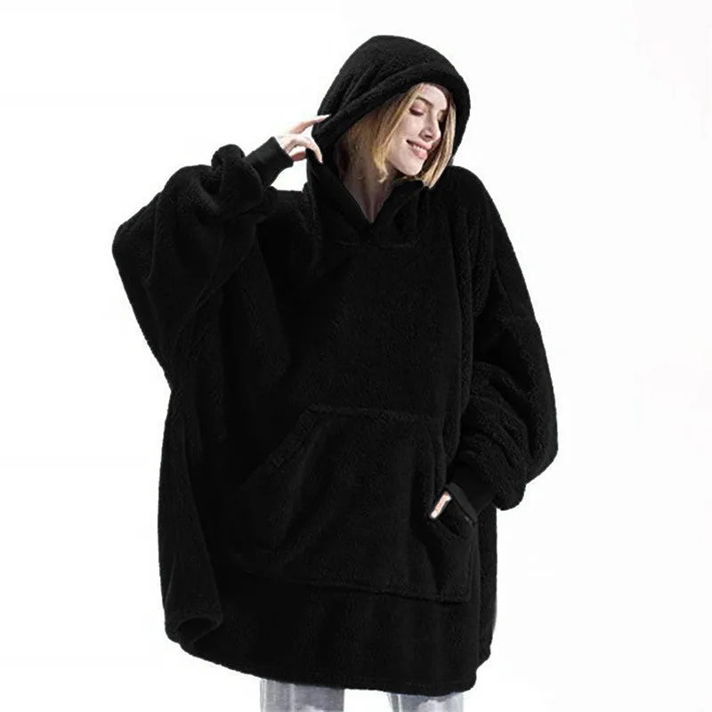 Winter Fleece Hoodie Blanket