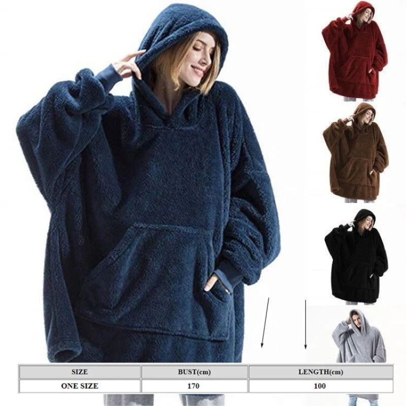 Winter Fleece Hoodie Blanket