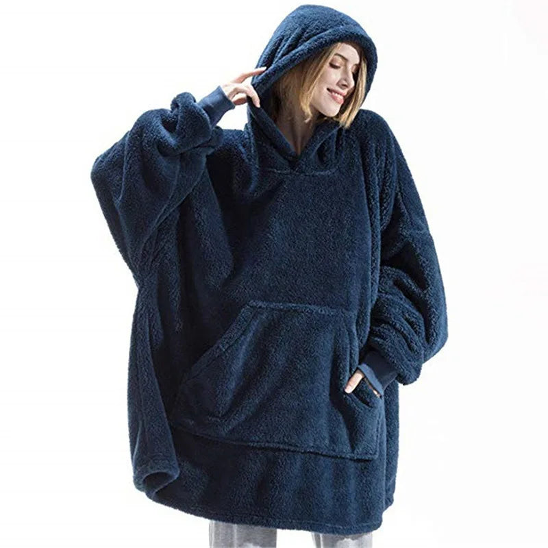 Winter Fleece Hoodie Blanket